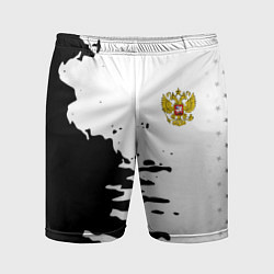 Шорты спортивные мужские Россия герб звёзды в красках, цвет: 3D-принт