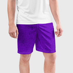 Шорты спортивные мужские Сочный фиолетовый в полоску, цвет: 3D-принт — фото 2
