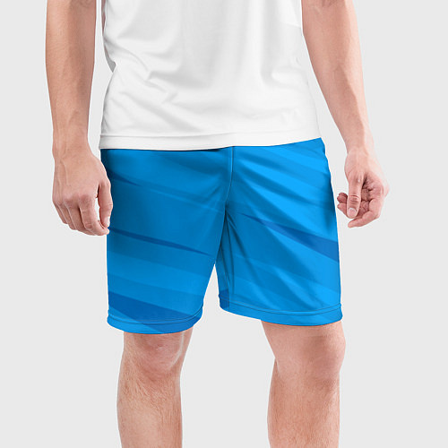 Мужские спортивные шорты Насыщенный голубой полосами / 3D-принт – фото 3