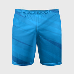 Шорты спортивные мужские Насыщенный голубой полосами, цвет: 3D-принт