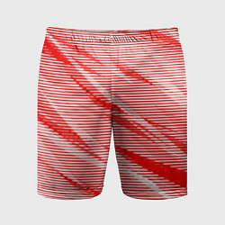 Шорты спортивные мужские Полосатый красно-белый, цвет: 3D-принт