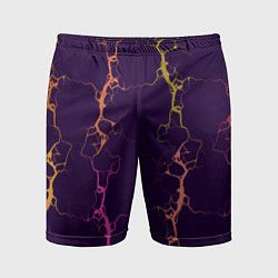 Шорты спортивные мужские Молнии на пурпурном, цвет: 3D-принт