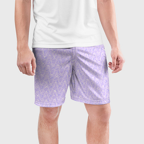 Мужские спортивные шорты Светлый сиреневый однотонный текстурированный / 3D-принт – фото 3