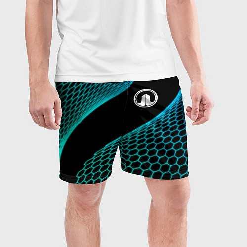 Мужские спортивные шорты Great Wall electro hexagon / 3D-принт – фото 3