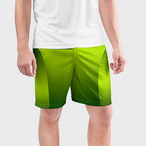 Мужские спортивные шорты Яркий зеленый градиентный комбинированный узор / 3D-принт – фото 3