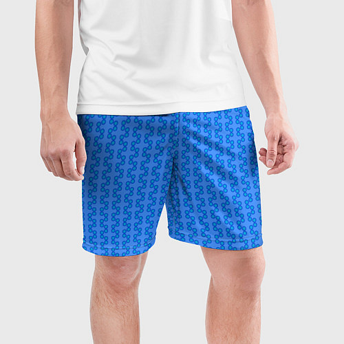Мужские спортивные шорты Голубой паттерн цепочки / 3D-принт – фото 3