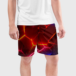 Шорты спортивные мужские Красные плиты с ярким светом, цвет: 3D-принт — фото 2