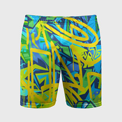 Шорты спортивные мужские Желто-зеленое граффити, цвет: 3D-принт