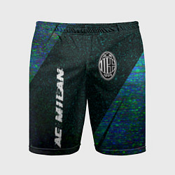 Шорты спортивные мужские AC Milan glitch blue, цвет: 3D-принт