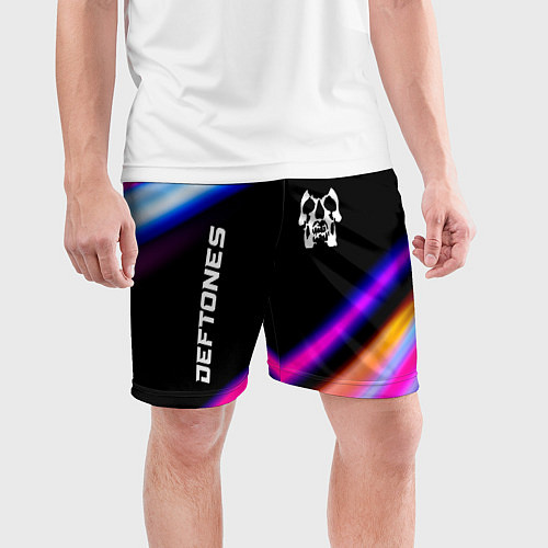 Мужские спортивные шорты Deftones neon rock lights / 3D-принт – фото 3