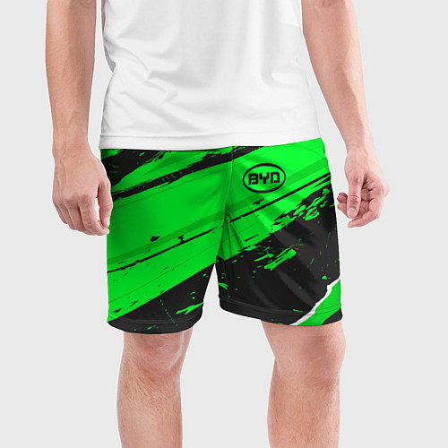 Мужские спортивные шорты BYD sport green / 3D-принт – фото 3