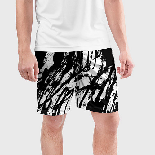 Мужские спортивные шорты Чёрно-белая абстракция: нейросеть / 3D-принт – фото 3