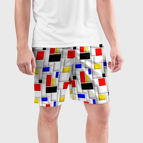 Мужские спортивные шорты Геометрия цветных Пит Мондриан / 3D-принт – фото 3