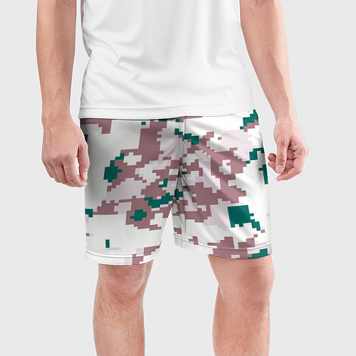 Мужские спортивные шорты Пиксельный камуфляж европа / 3D-принт – фото 3