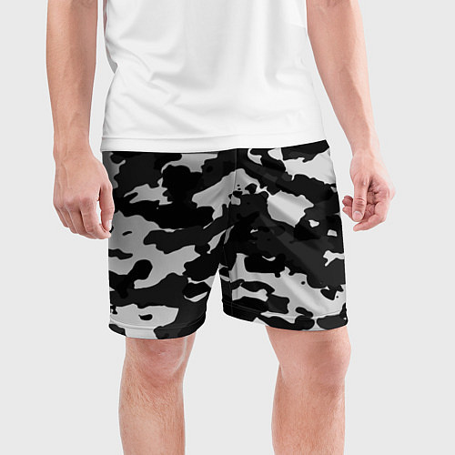 Мужские спортивные шорты Камуфляж серый / 3D-принт – фото 3