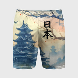 Мужские спортивные шорты Japanese landscape - watercolor