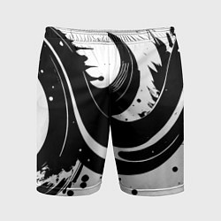 Шорты спортивные мужские Чёрно-белая экспрессивная абстракция, цвет: 3D-принт