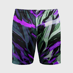 Мужские спортивные шорты Хаотичная чёрно-фиолетово абстракция