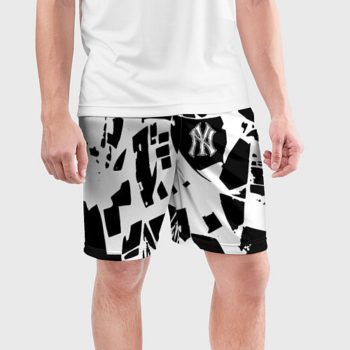 Мужские спортивные шорты New York yankees - abstraction / 3D-принт – фото 3