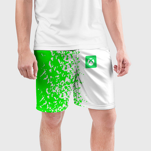 Мужские спортивные шорты Xbox кислотные зеленые краски / 3D-принт – фото 3