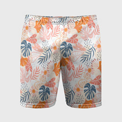 Шорты спортивные мужские Паттерн узор листьев, цвет: 3D-принт