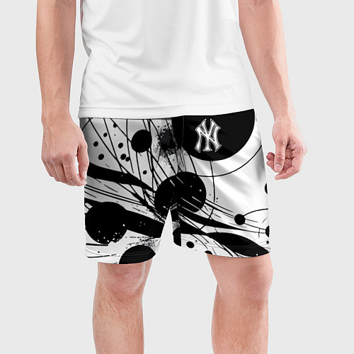 Мужские спортивные шорты New York Yankees baseball team - abstraction / 3D-принт – фото 3