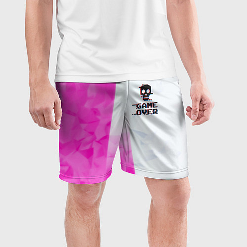 Мужские спортивные шорты Game over pink abstraction / 3D-принт – фото 3