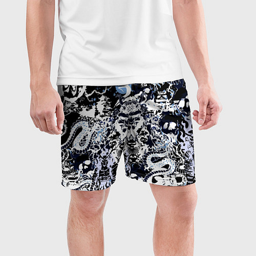 Мужские спортивные шорты Японский самурай и драконы / 3D-принт – фото 3