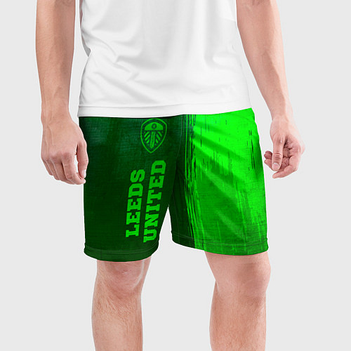 Мужские спортивные шорты Leeds United - green gradient по-вертикали / 3D-принт – фото 3