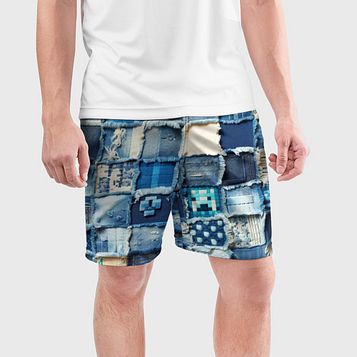 Мужские спортивные шорты Пэчворк из Minecraft / 3D-принт – фото 3