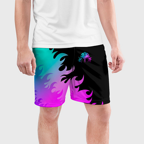 Мужские спортивные шорты Король и Шут неоновый огонь / 3D-принт – фото 3