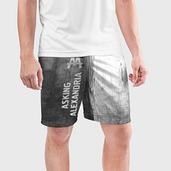 Шорты спортивные мужские Asking Alexandria - grey gradient по-вертикали, цвет: 3D-принт — фото 2