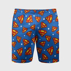 Шорты спортивные мужские Супермен паттерн, цвет: 3D-принт