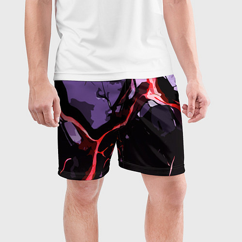 Мужские спортивные шорты Красный разлом в камне / 3D-принт – фото 3