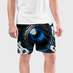 Шорты спортивные мужские Синяя сфера киберпанк, цвет: 3D-принт — фото 2