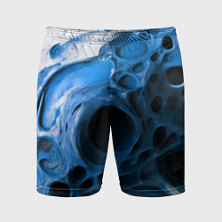 Шорты спортивные мужские Сине-белая абстрактная структура, цвет: 3D-принт