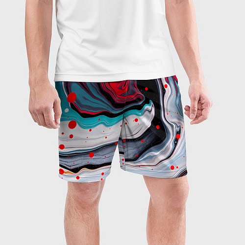 Мужские спортивные шорты Флюид арт абстракция / 3D-принт – фото 3