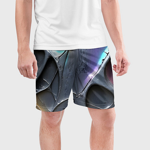 Мужские спортивные шорты Полированный серебряный металл / 3D-принт – фото 3