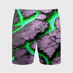 Шорты спортивные мужские Треснувший камень зелёный, цвет: 3D-принт