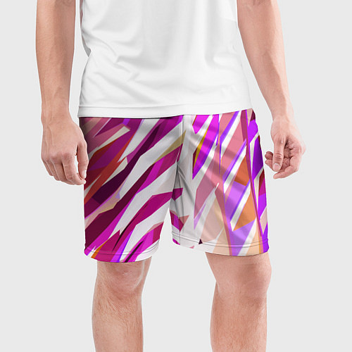 Мужские спортивные шорты Бело-розовая абстракция / 3D-принт – фото 3