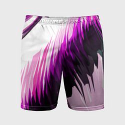 Мужские спортивные шорты Чёрно-розовые острые полосы на белом фоне