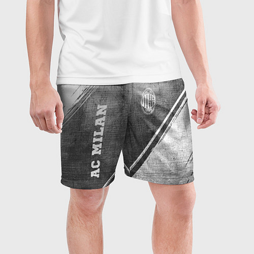 Мужские спортивные шорты AC Milan - grey gradient вертикально / 3D-принт – фото 3