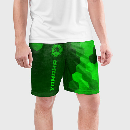 Мужские спортивные шорты Yamaha - green gradient по-вертикали / 3D-принт – фото 3