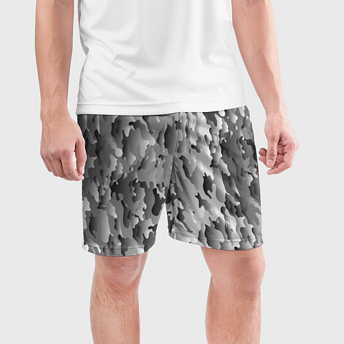 Мужские спортивные шорты Монохромный камуфляж / 3D-принт – фото 3