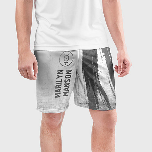 Мужские спортивные шорты Marilyn Manson - white gradient по-вертикали / 3D-принт – фото 3