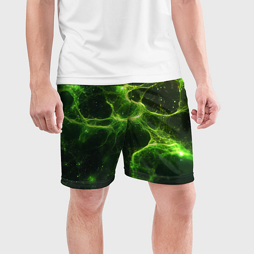 Мужские спортивные шорты Зеленые волокна текстура / 3D-принт – фото 3