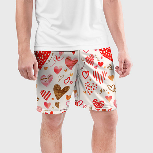 Мужские спортивные шорты Любовный паттерн / 3D-принт – фото 3