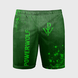 Мужские спортивные шорты Powerwolf - green gradient вертикально