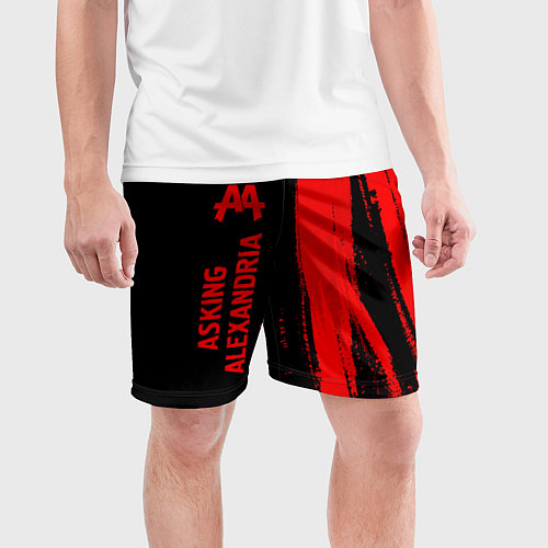 Мужские спортивные шорты Asking Alexandria - red gradient по-вертикали / 3D-принт – фото 3