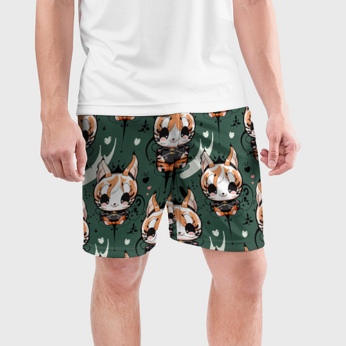 Мужские спортивные шорты Анимешный лис фенек / 3D-принт – фото 3